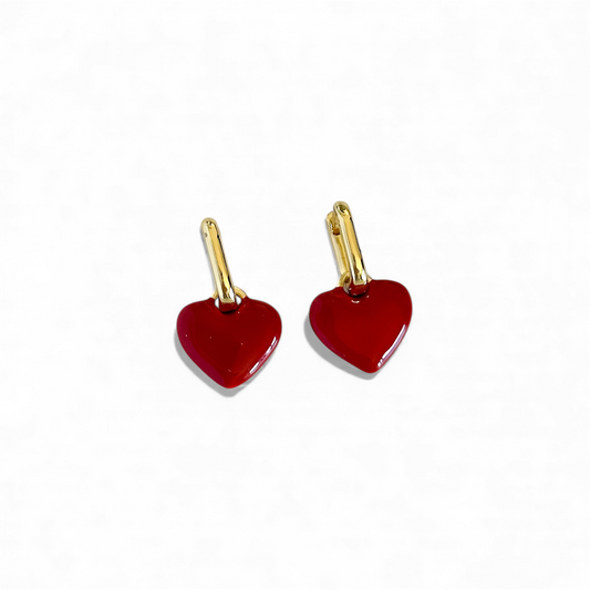 Aros Corazon Rojo