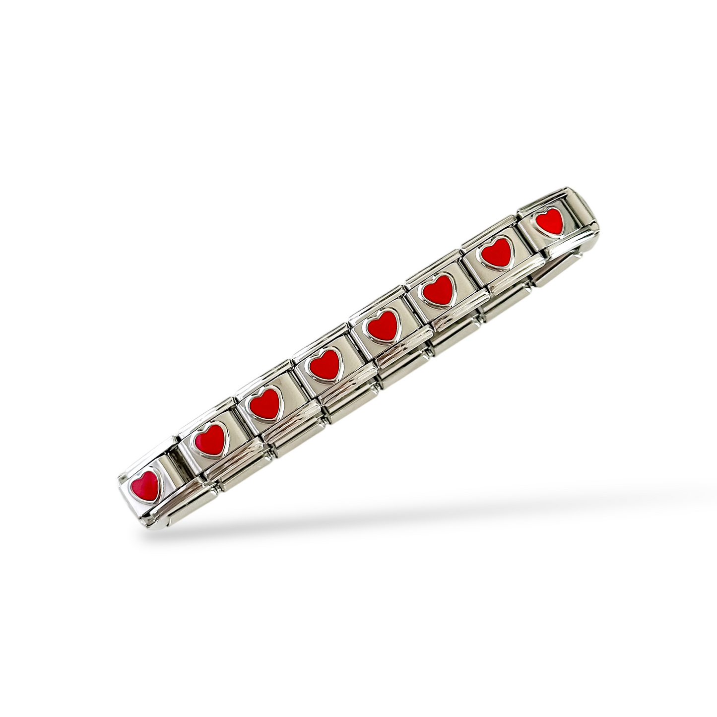 Brazalete Italiano Corazones Rojos