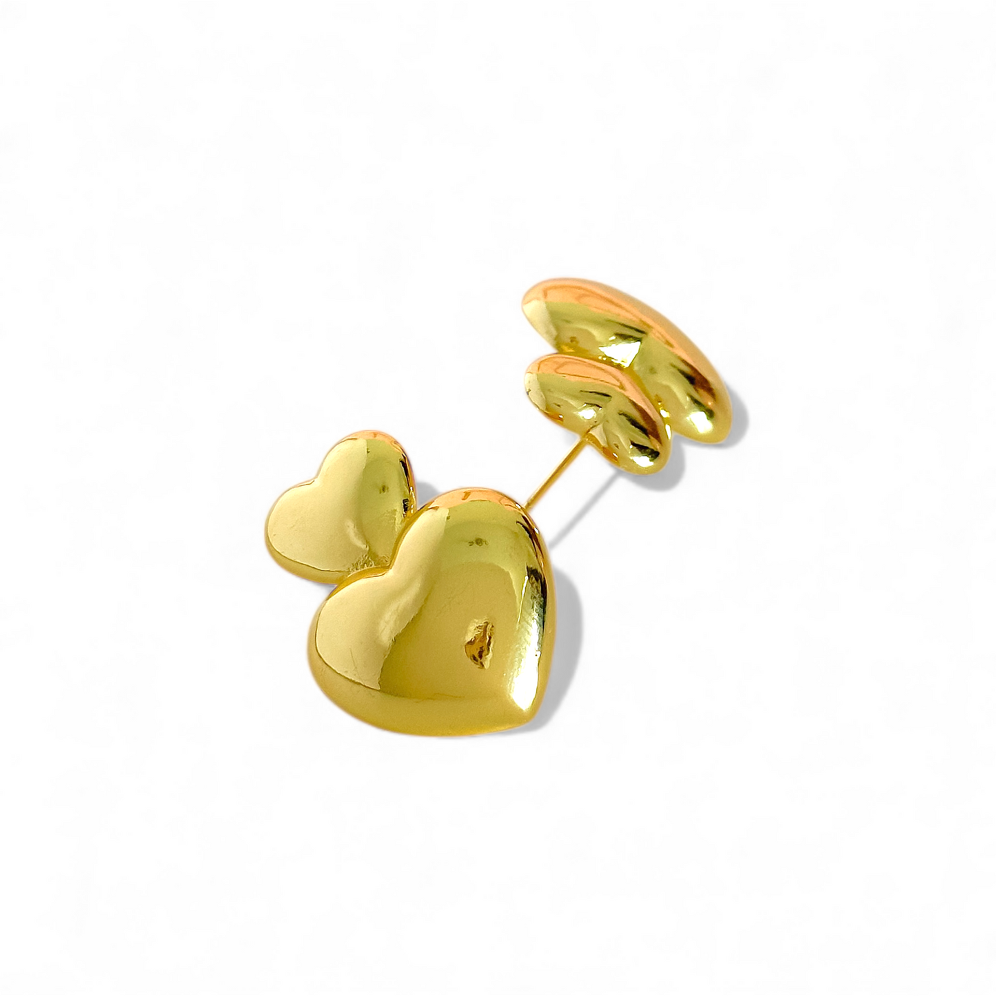 Aros Corazon Doble Dorados Lisos joya mujer enchapado oro 18k aros moda chile