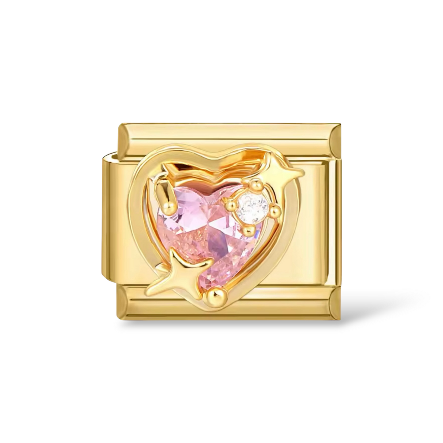 Charm Italiano Corazon Punto de Luz Rosa