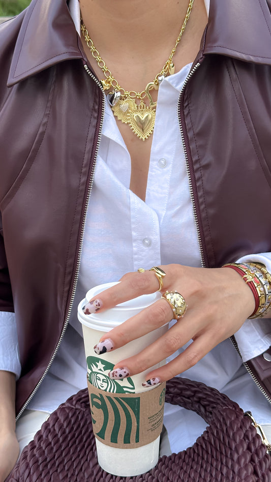 Collar corazon, corazones, dorado, plateado