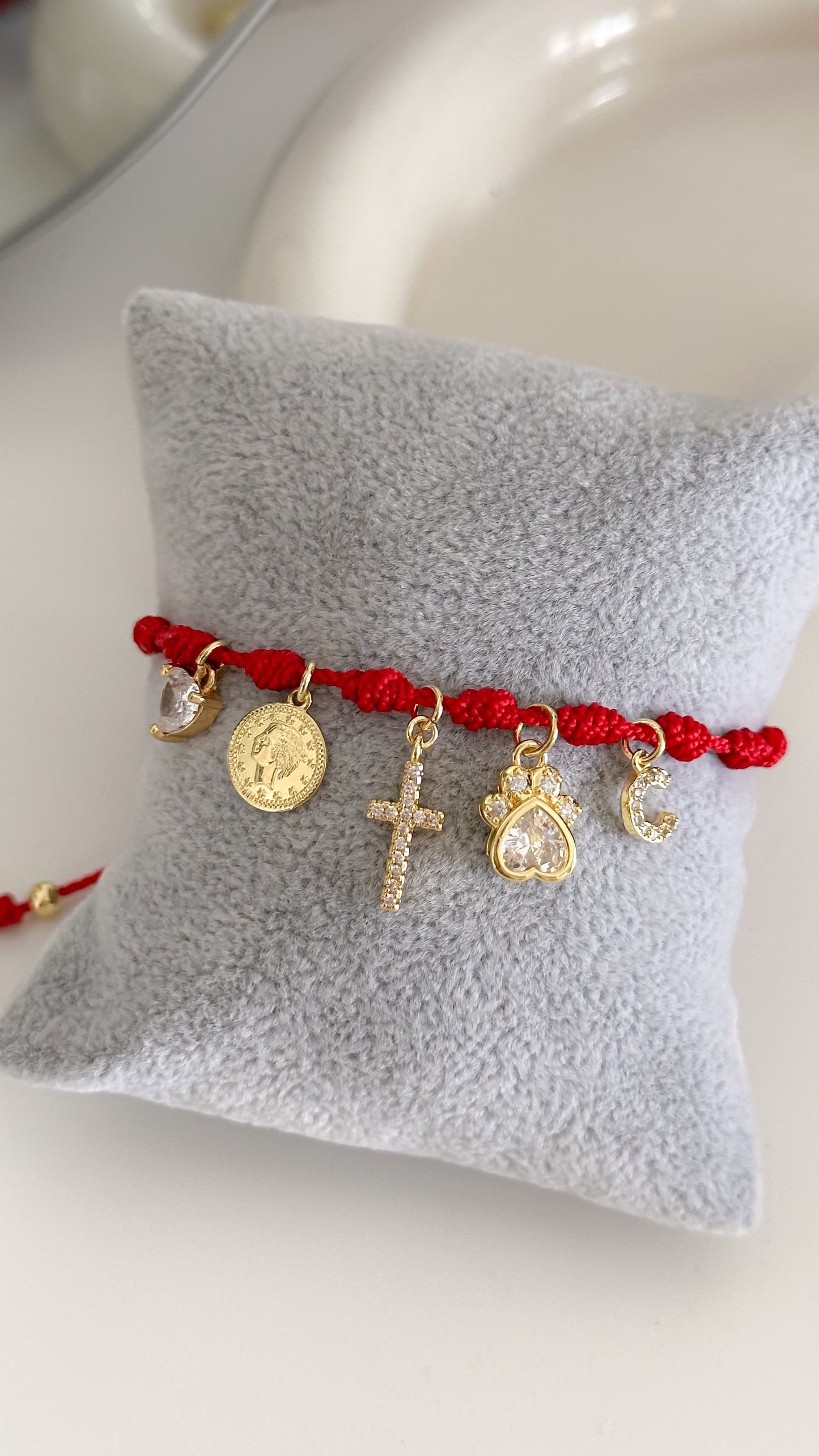 Pulsera Hilo Rojo Mis intenciones joya mujer enchapado oro 18k pulsera accesorio