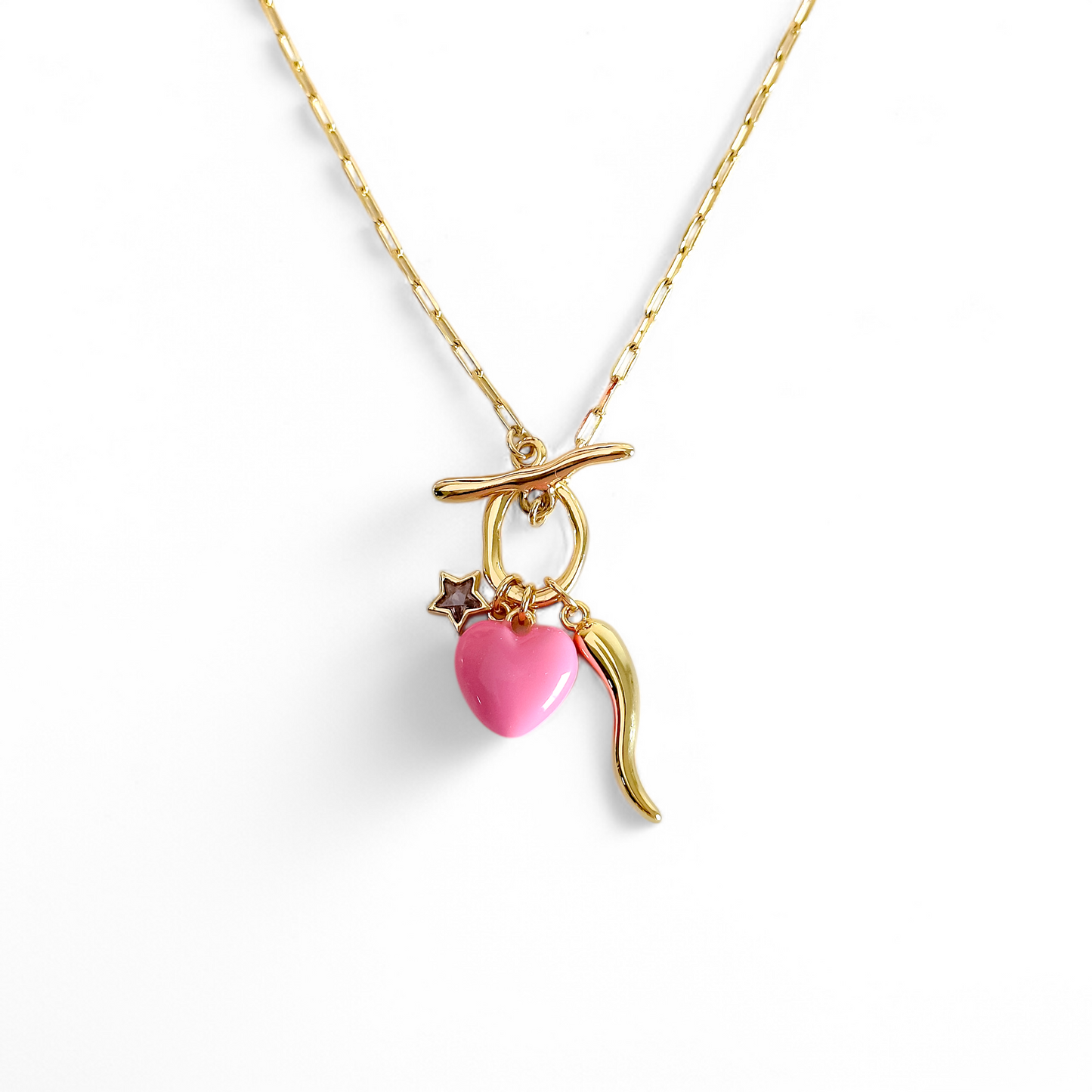 Cadena Charms Corazon Rosa