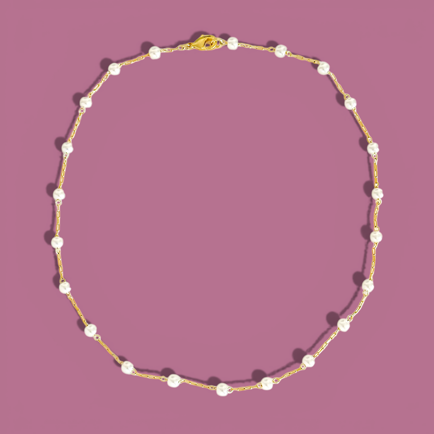 Cadena Corta Perlas joya mujer enchapado oro 18k collar colgante regalo