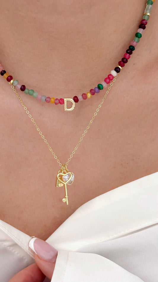 Collar Armonia Inicial joya mujer enchapado oro 18k collar colgante regalo