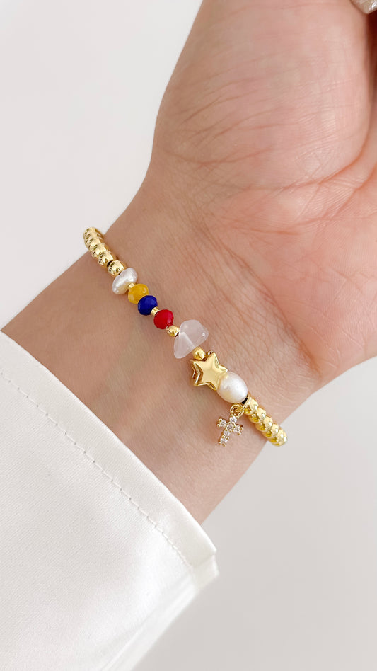 Pulsera Tricolor joya mujer enchapado oro 18k pulsera accesorio