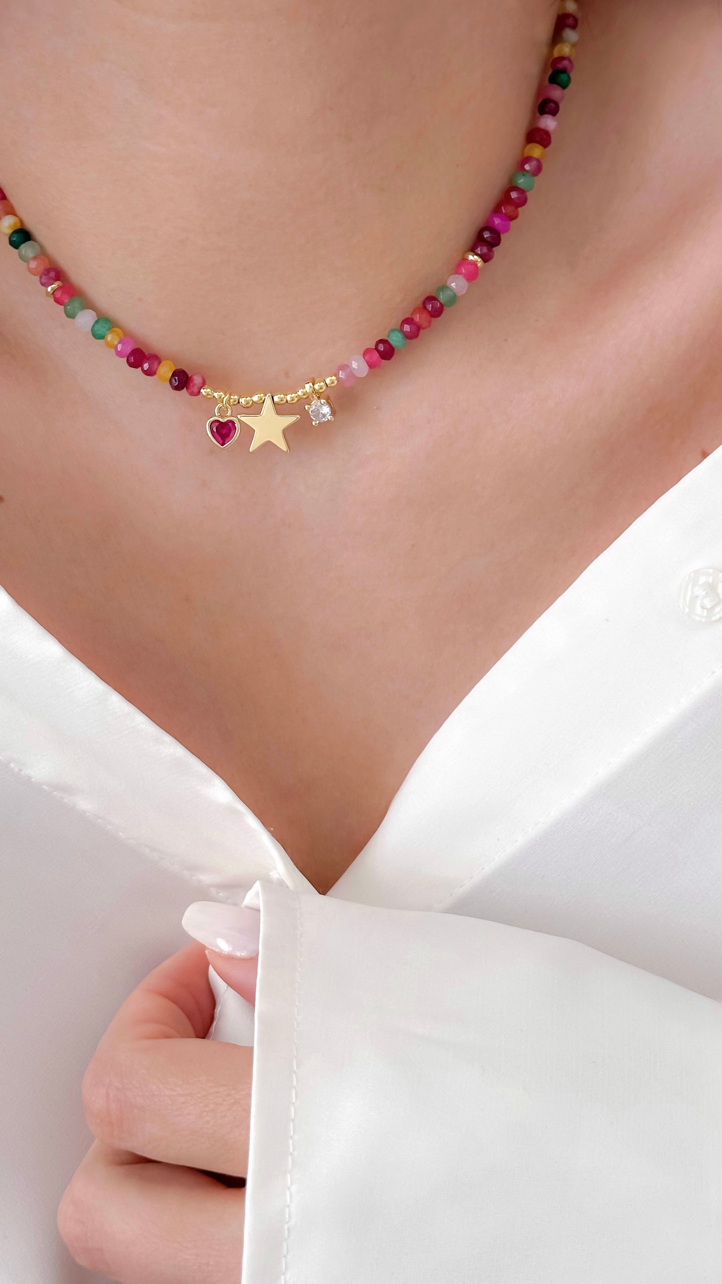 Collar Estrella Multicolor joya mujer enchapado oro 18k collar colgante regalo