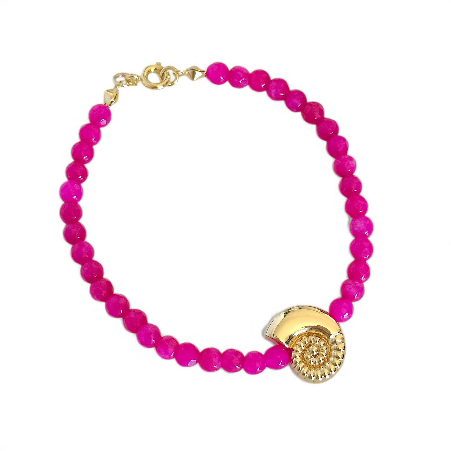 Pulsera Agata Fucsia Caracol joya mujer enchapado oro 18k pulsera accesorio