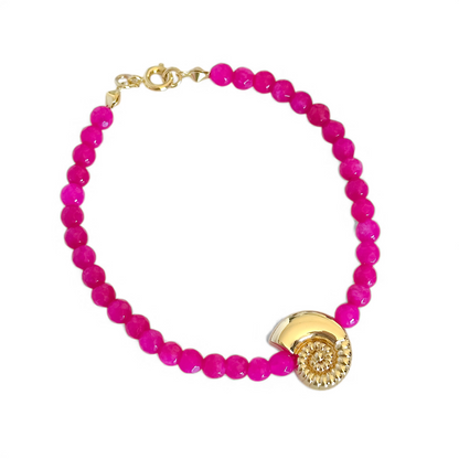 Pulsera Agata Fucsia Caracol joya mujer enchapado oro 18k pulsera accesorio
