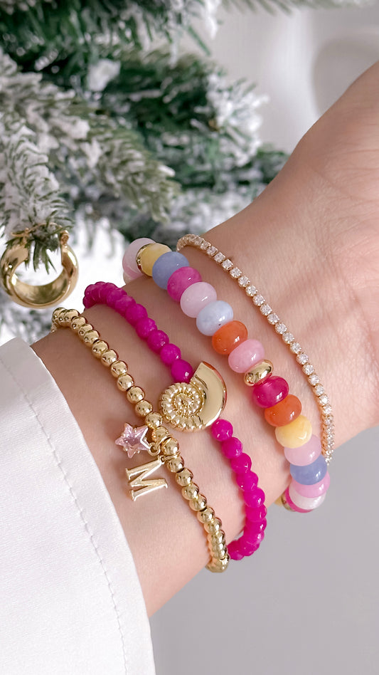 Pulsera Agata Fucsia Caracol