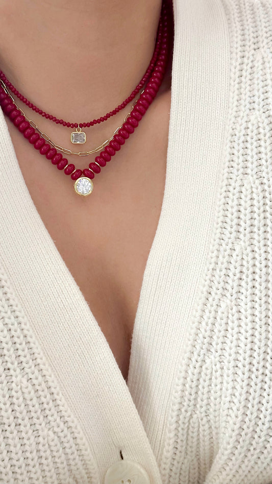 Collar Rojo Oscuro Punto de Luz