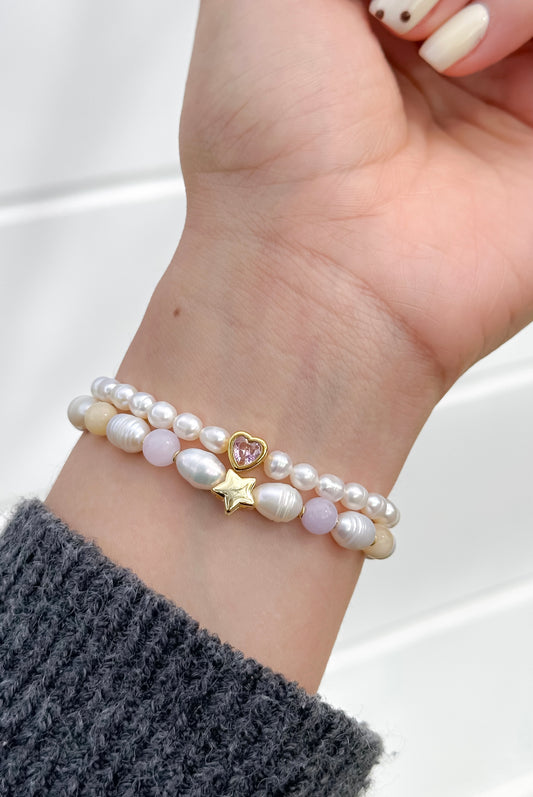 Pulsera de Perlas de Rio, ágatas y Estrella