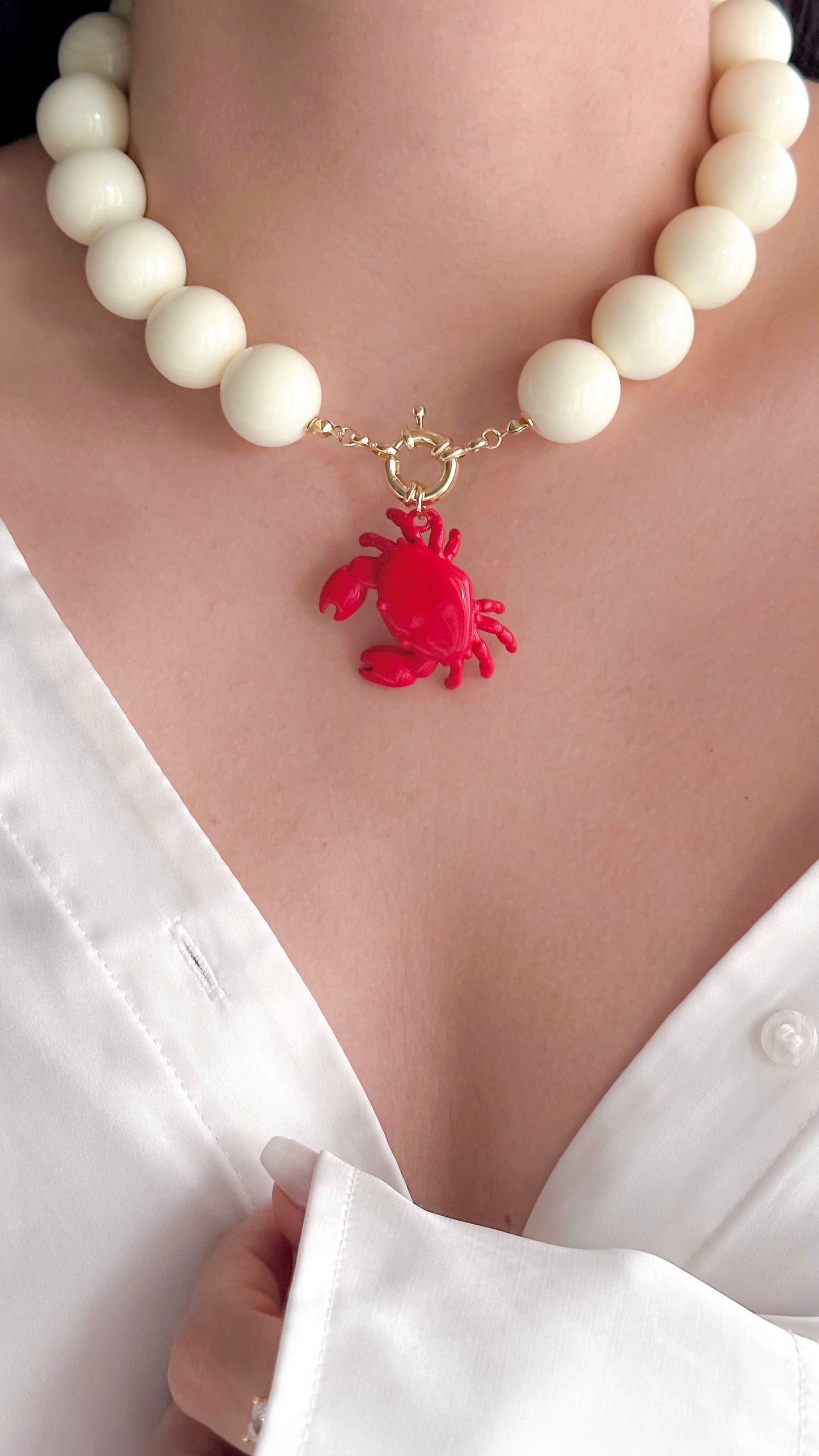 Collar Vainilla Cangrejo joya mujer enchapado oro 18k collar colgante regalo