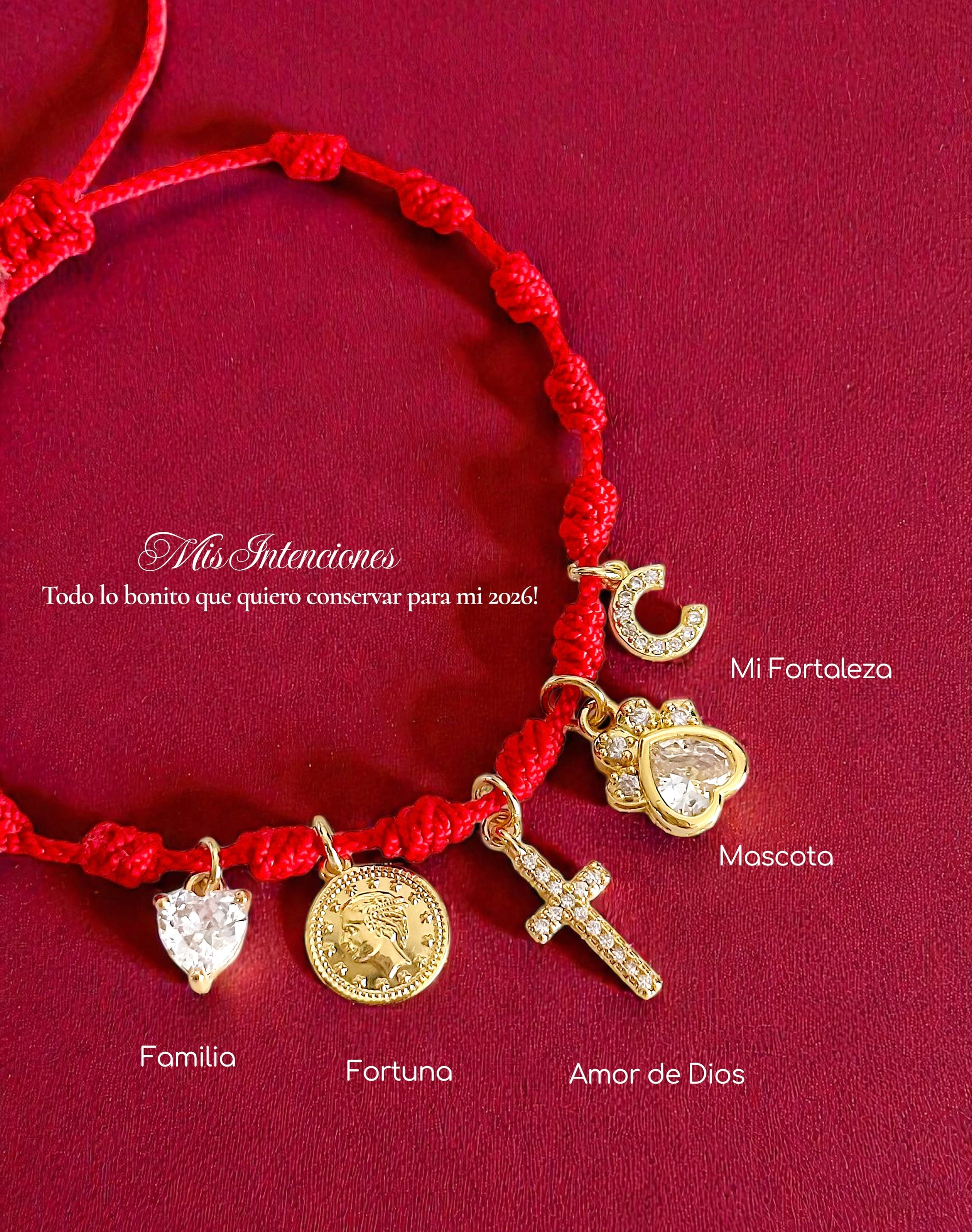 Pulsera Hilo Rojo Mis intenciones joya mujer enchapado oro 18k pulsera accesorio