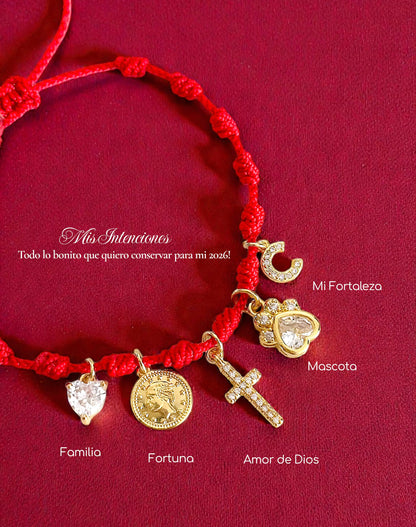 Pulsera Hilo Rojo Mis intenciones joya mujer enchapado oro 18k pulsera accesorio