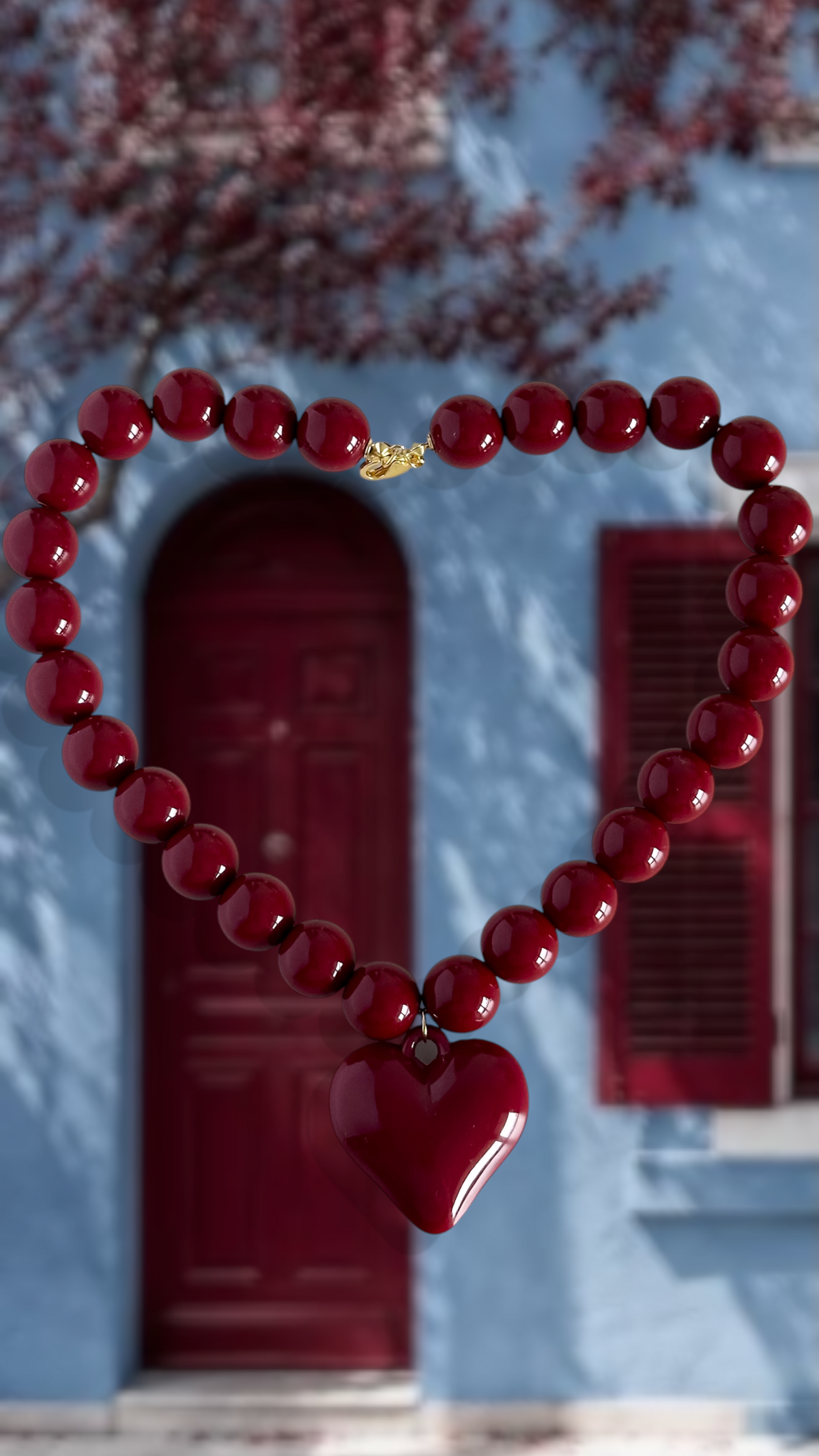 Collar Corazón Burdeo 14mm