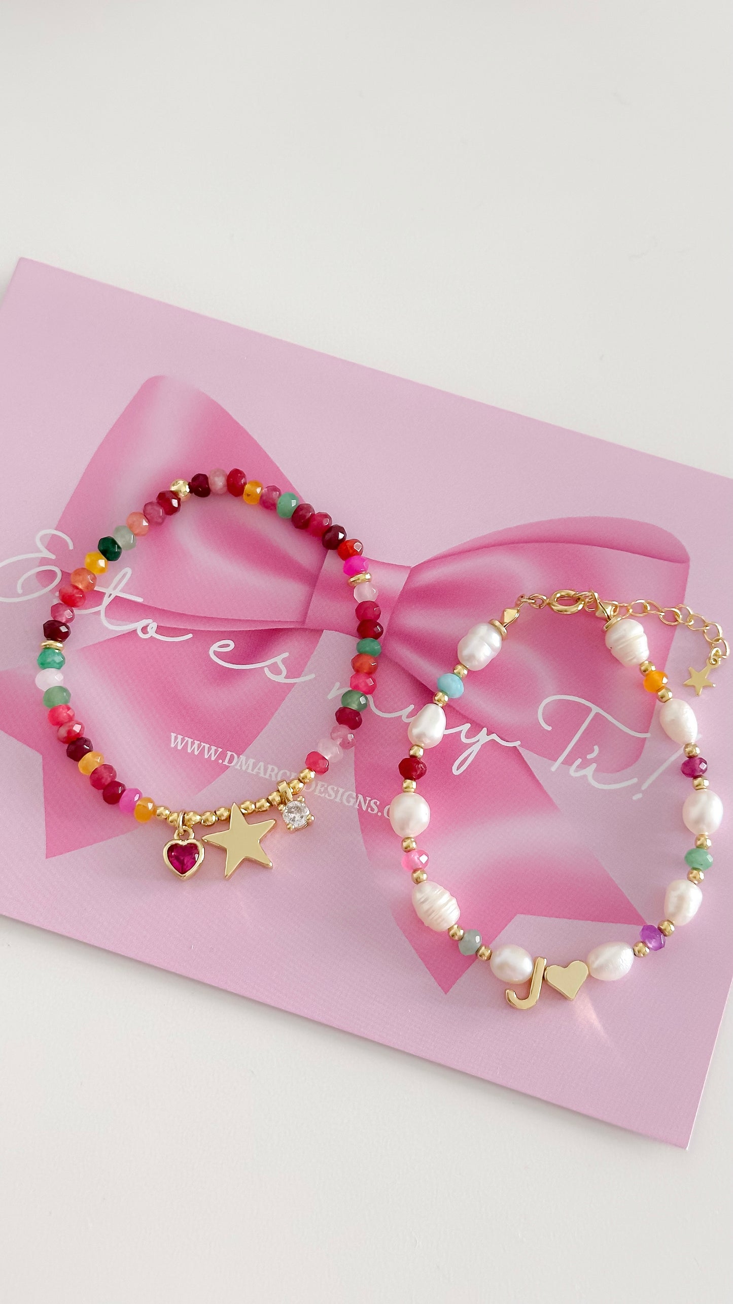 Pulsera Perlas de Rio + Inicial joya mujer enchapado oro 18k pulsera accesorio