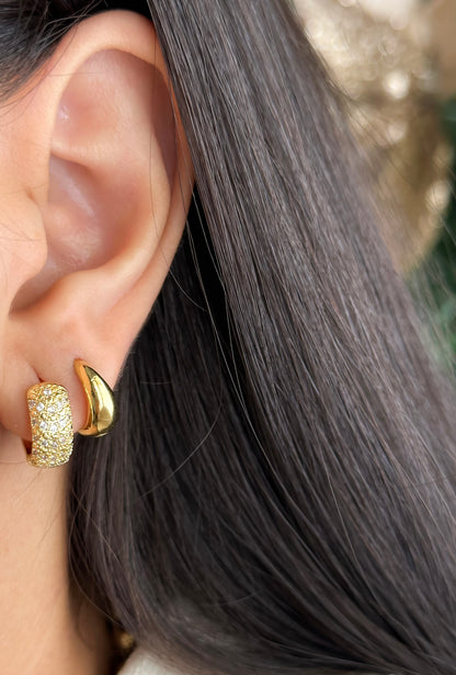 Argollas Doradas Con Circones joya mujer enchapado oro 18k
