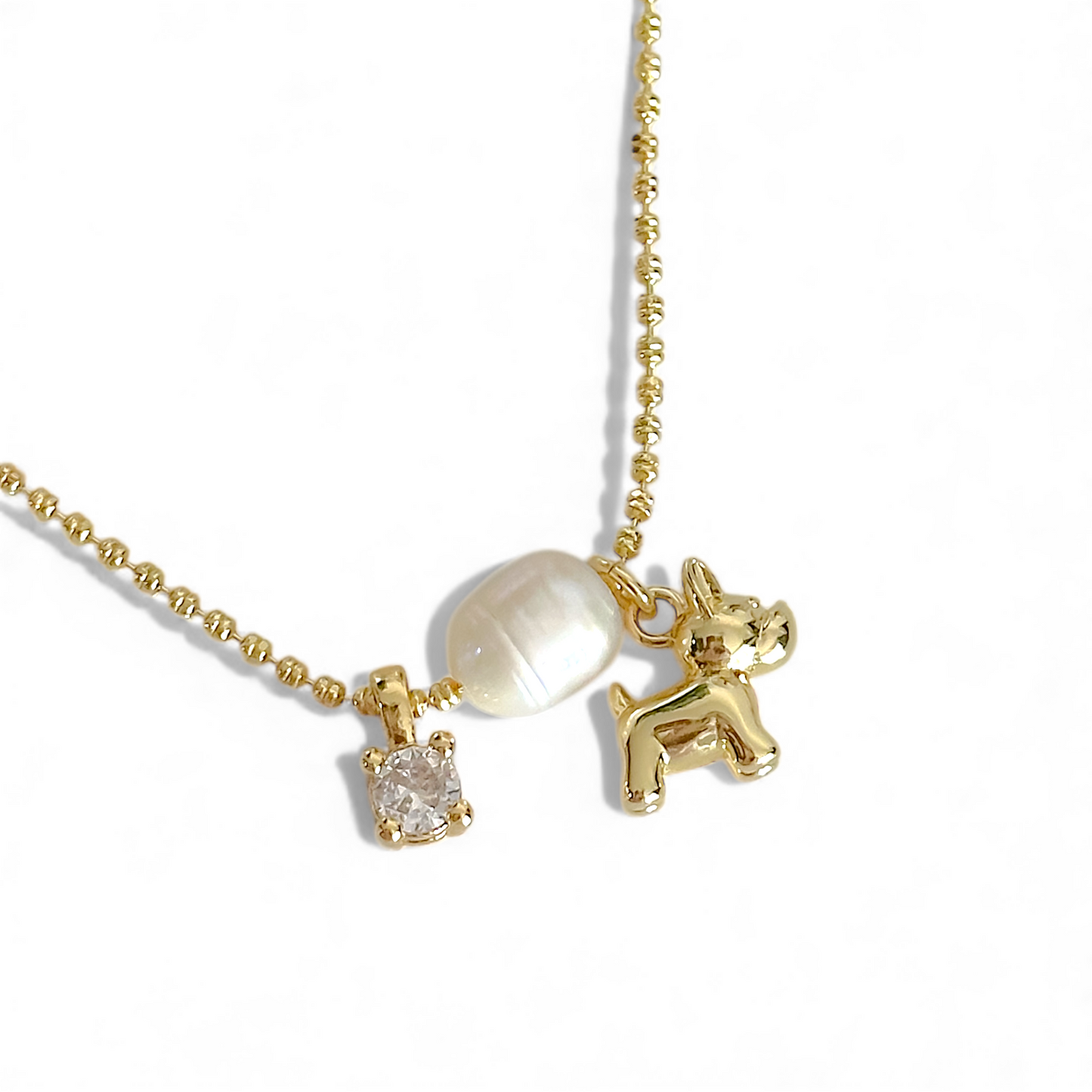 Cadena Perro Bulldog Francés joya mujer enchapado oro 18k collar colgante regalo