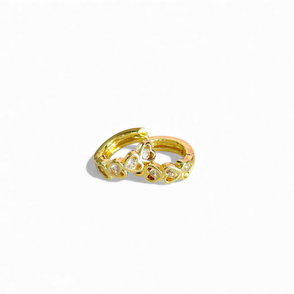 Argollas Corazon con Puntos de Luz joya mujer enchapado oro 18k
