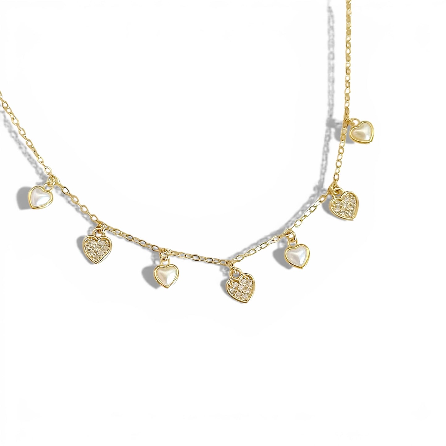 Cadena Corta Mini Corazones joya mujer enchapado oro 18k collar colgante regalo