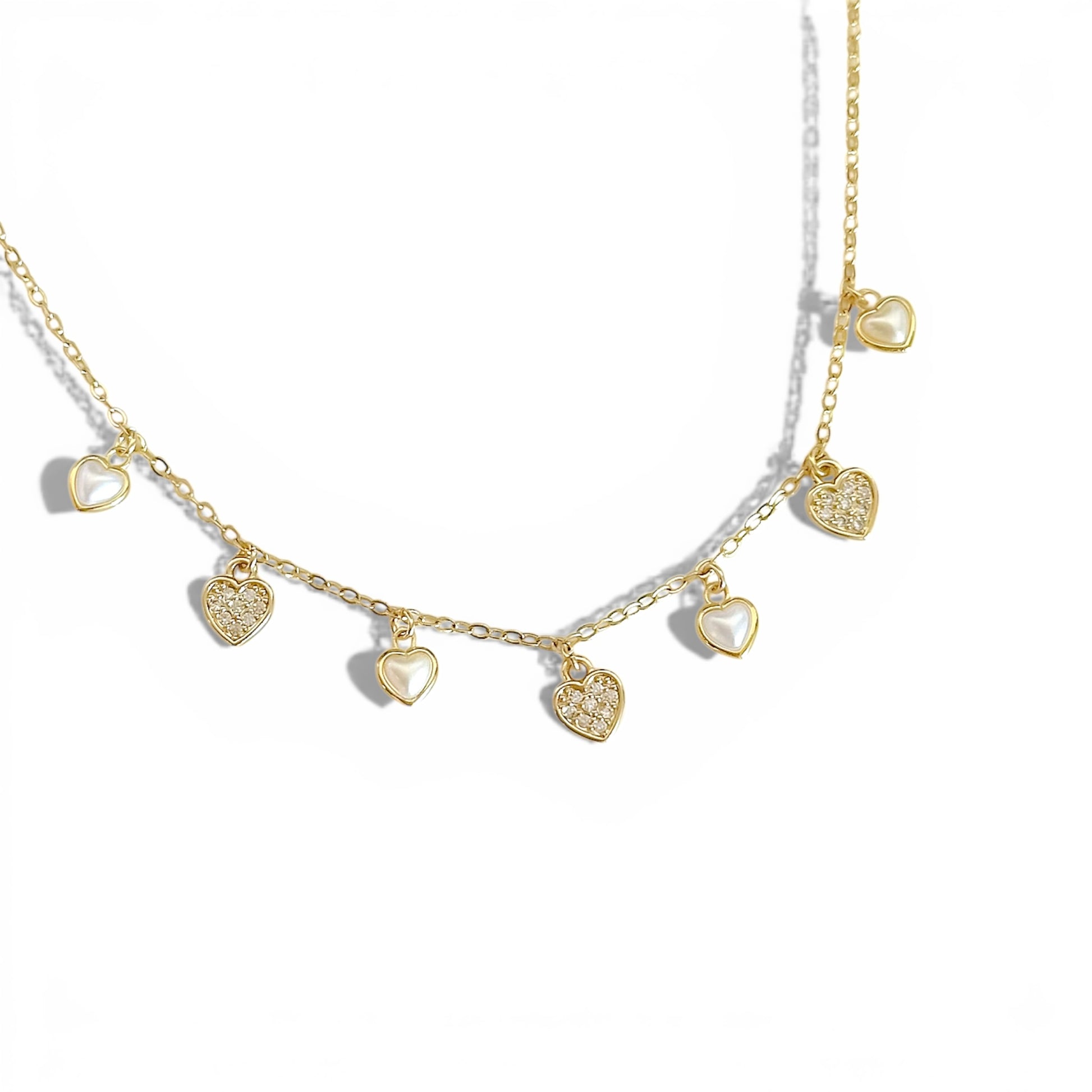 Cadena Corta Mini Corazones joya mujer enchapado oro 18k collar colgante regalo