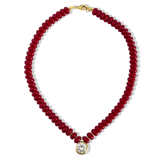 Collar Rojo Oscuro Punto de Luz