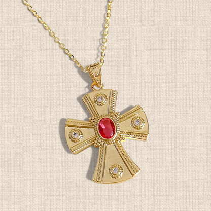 Cadena Cruz Maxi Victoria joya mujer enchapado oro 18k collar colgante regalo