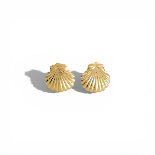 Aros Concha de Mar joya mujer enchapado oro 18k aros moda chile