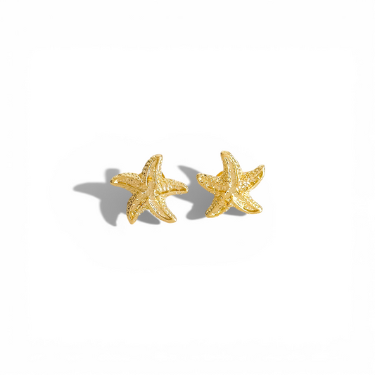 Aros Estrella de Mar joya mujer enchapado oro 18k aros moda chile