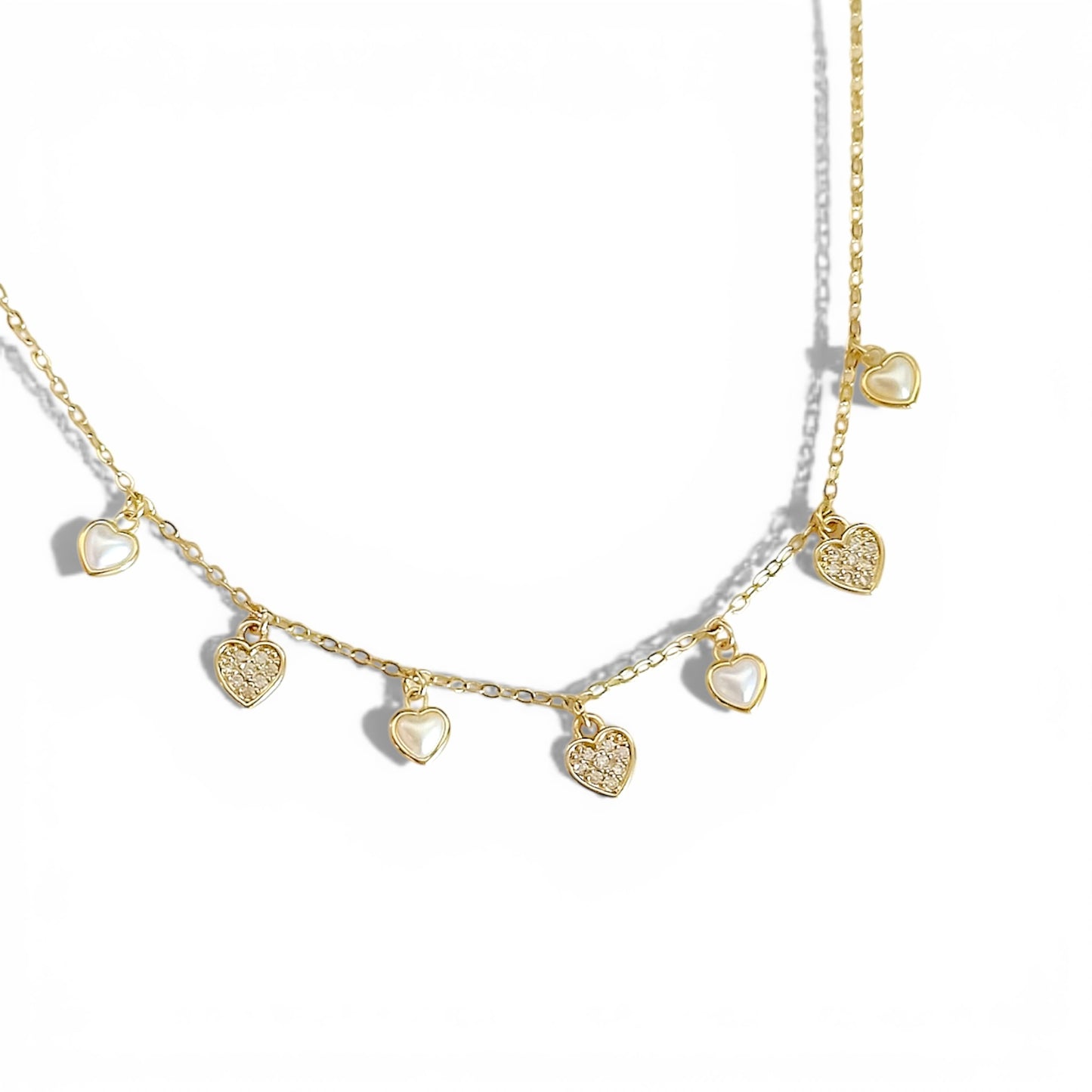 Cadena Corta Mini Corazones joya mujer enchapado oro 18k collar colgante regalo