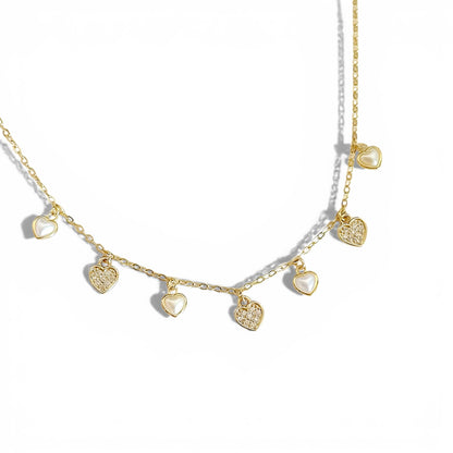 Cadena Corta Mini Corazones joya mujer enchapado oro 18k collar colgante regalo