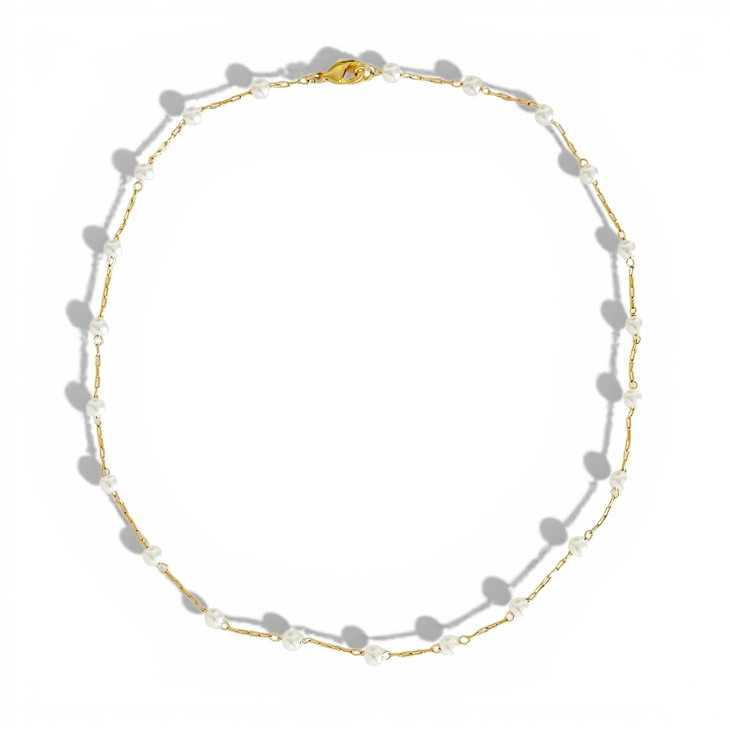 Cadena Corta Perlas joya mujer enchapado oro 18k collar colgante regalo