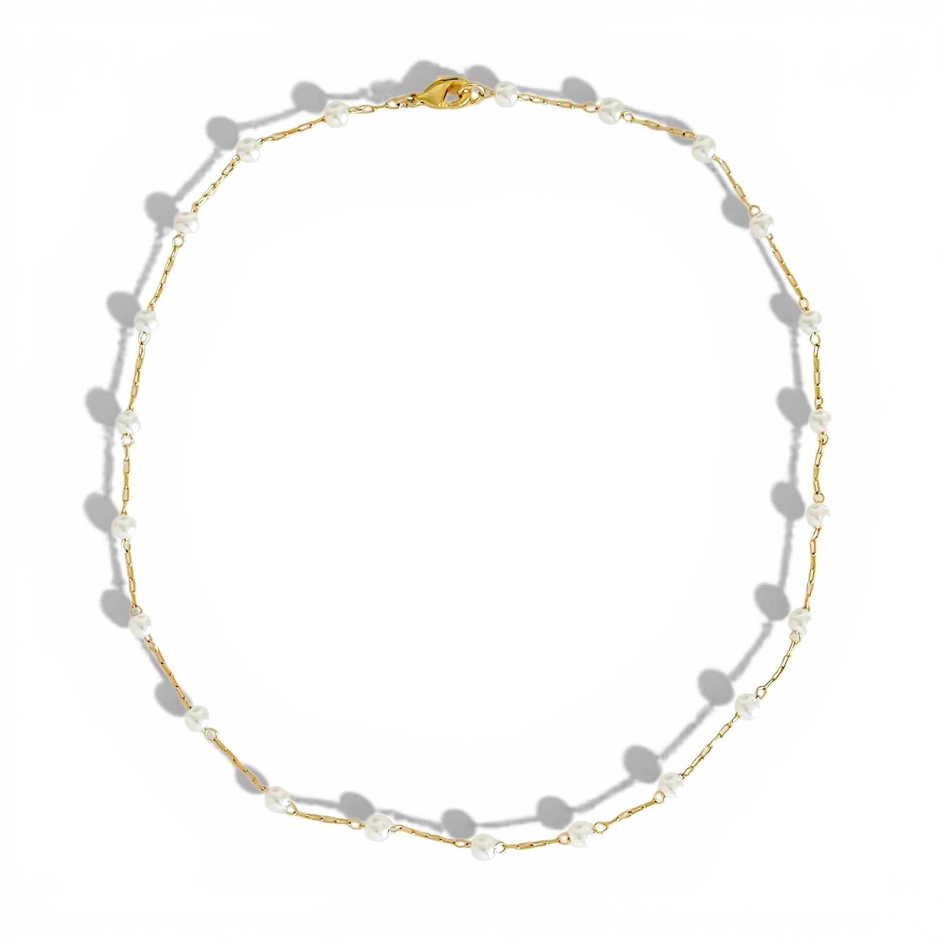 Cadena Corta Perlas joya mujer enchapado oro 18k collar colgante regalo