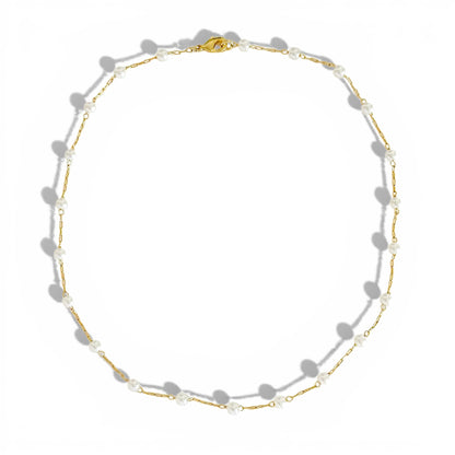 Cadena Corta Perlas joya mujer enchapado oro 18k collar colgante regalo