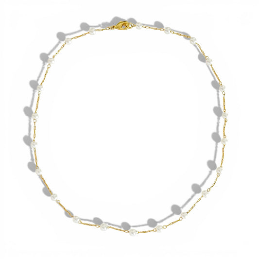 Cadena Corta Perlas joya mujer enchapado oro 18k collar colgante regalo