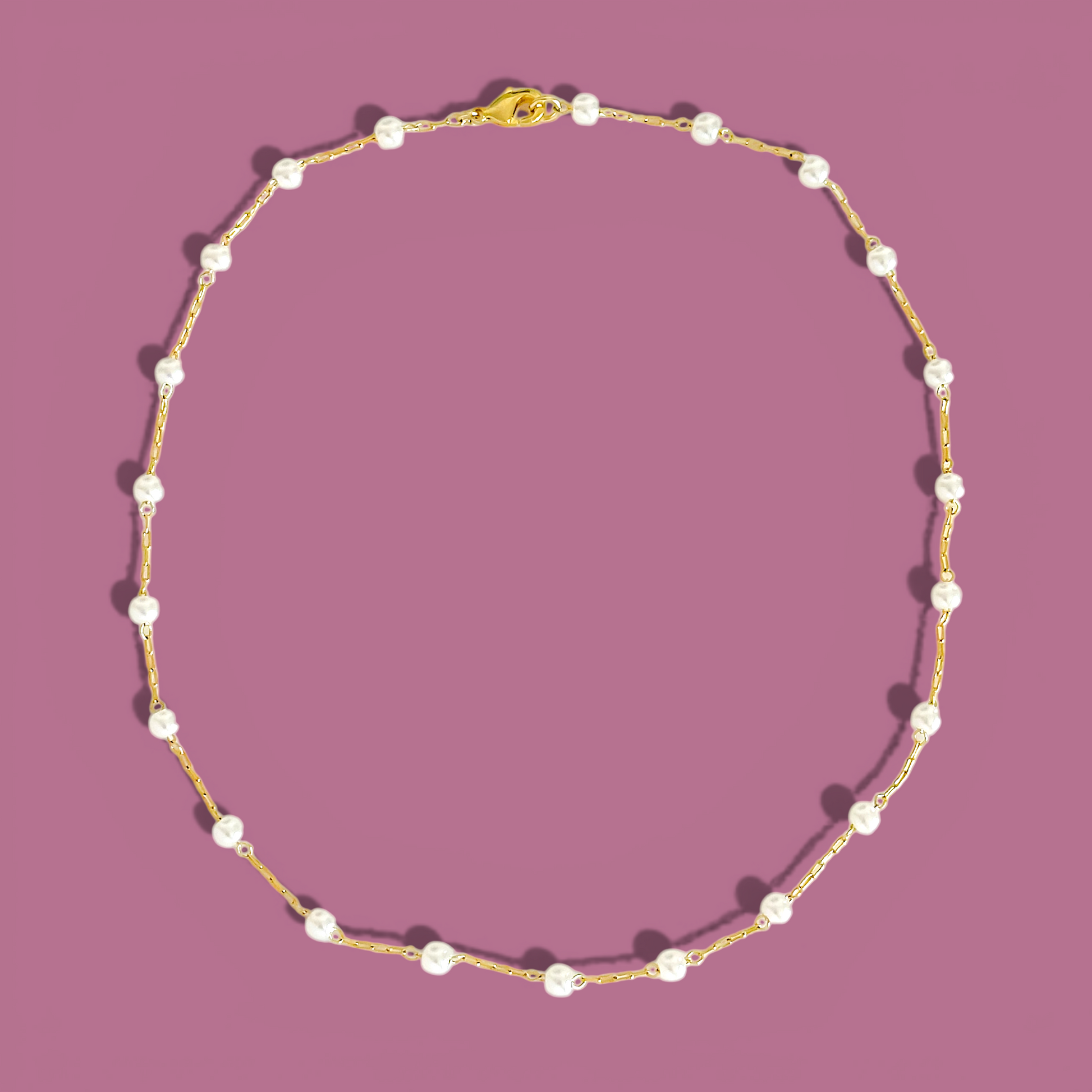 Cadena Corta Perlas joya mujer enchapado oro 18k collar colgante regalo