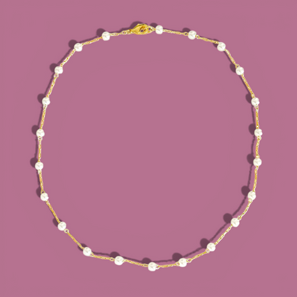 Cadena Corta Perlas joya mujer enchapado oro 18k collar colgante regalo