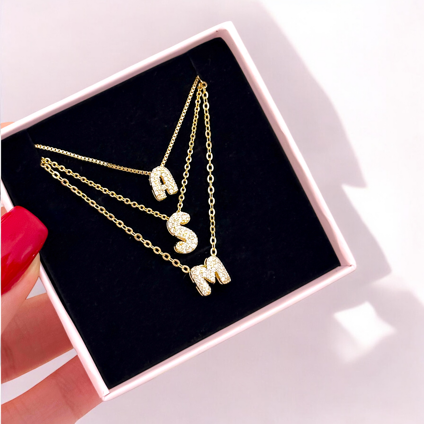 Cadena Inicial Mini con Zircones joya mujer enchapado oro 18k collar colgante regalo