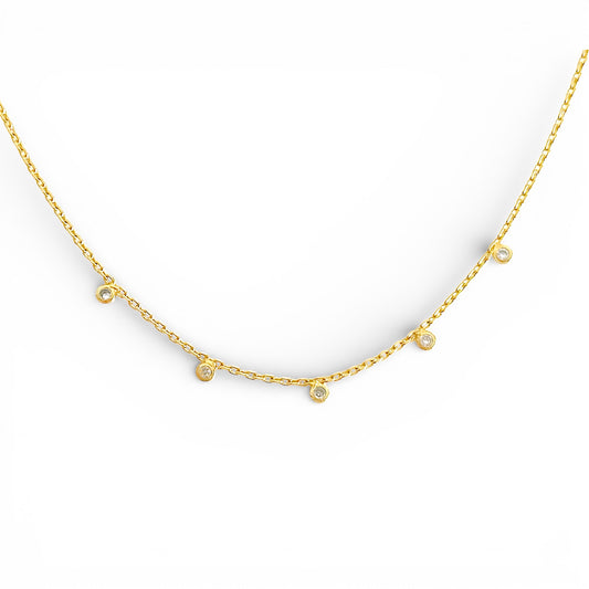 Cadena Mini Puntos de Luz joya mujer enchapado oro 18k collar colgante regalo