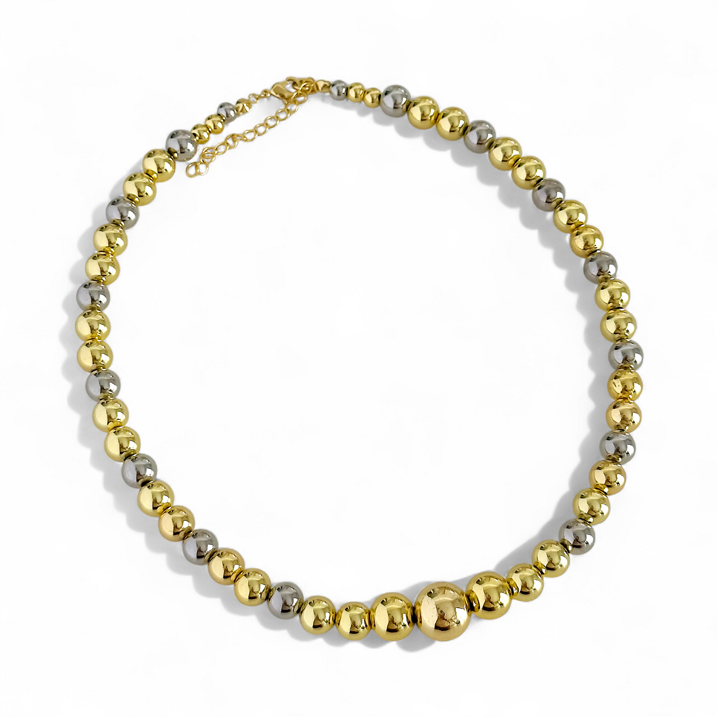 Collar Bolitas Plateado y Dorado
