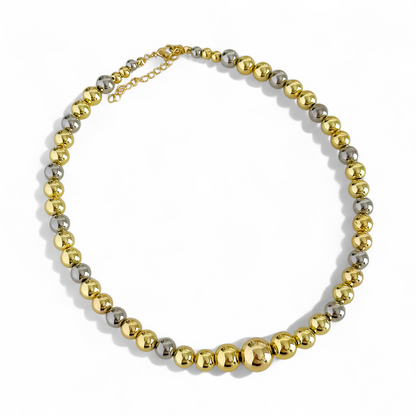 Collar Bolitas Plateado y Dorado