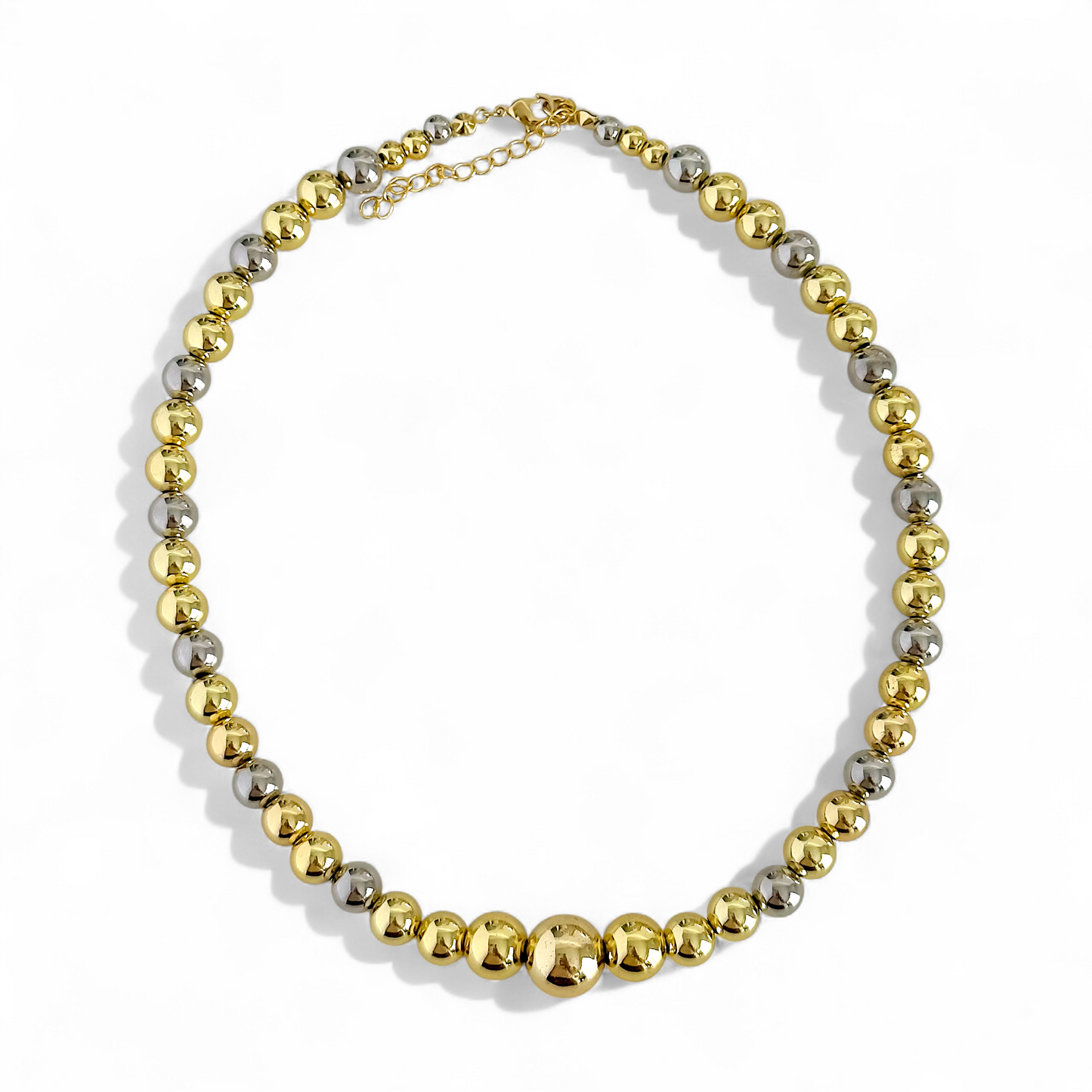 Collar Bolitas Plateado y Dorado