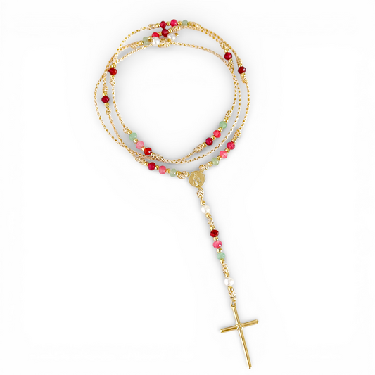 Collar Tipo Rosario Ajustable joya mujer enchapado oro 18k collar colgante regalo