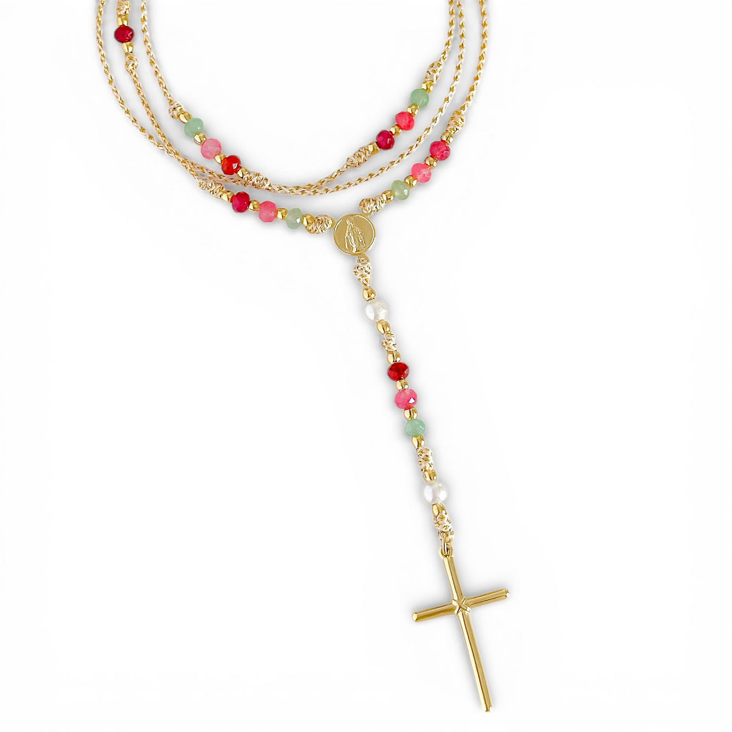 Collar Tipo Rosario Ajustable joya mujer enchapado oro 18k collar colgante regalo