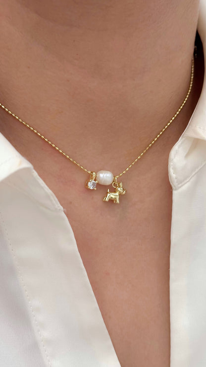 Cadena Perro Bulldog Francés joya mujer enchapado oro 18k collar colgante regalo