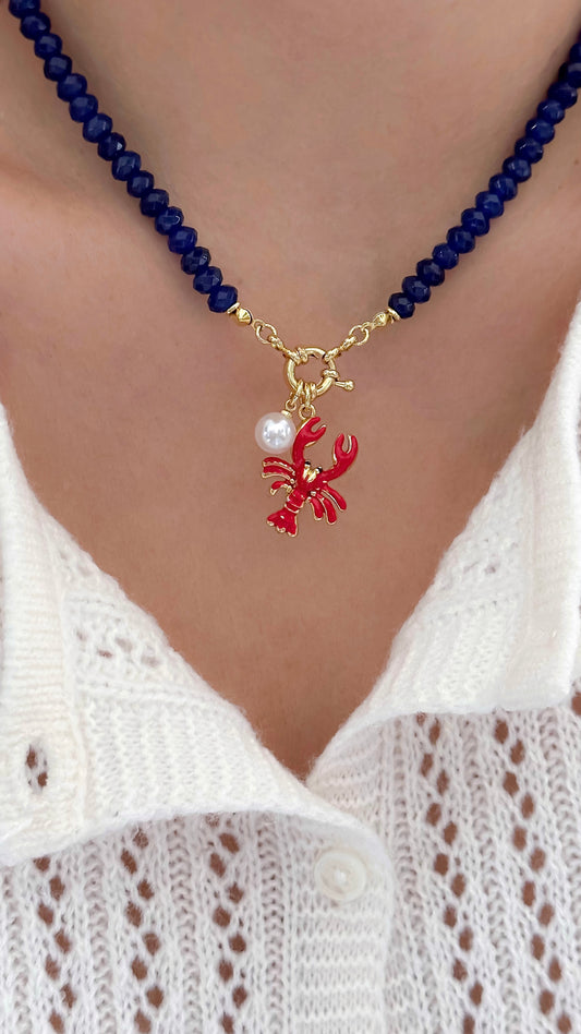 Collar Agata Rondell Azul Langosta