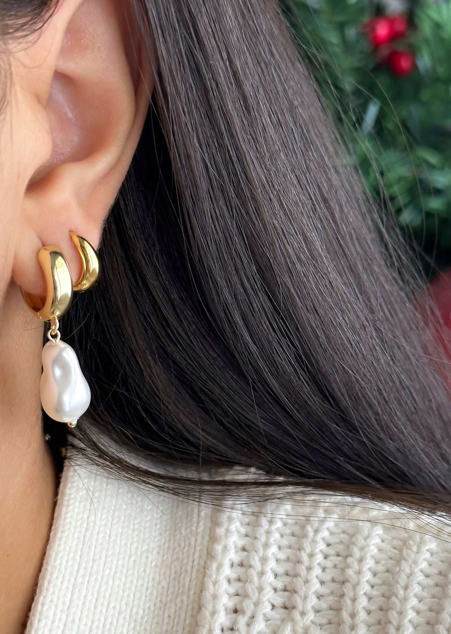 Argollas Leticia Perlas joya mujer enchapado oro 18k