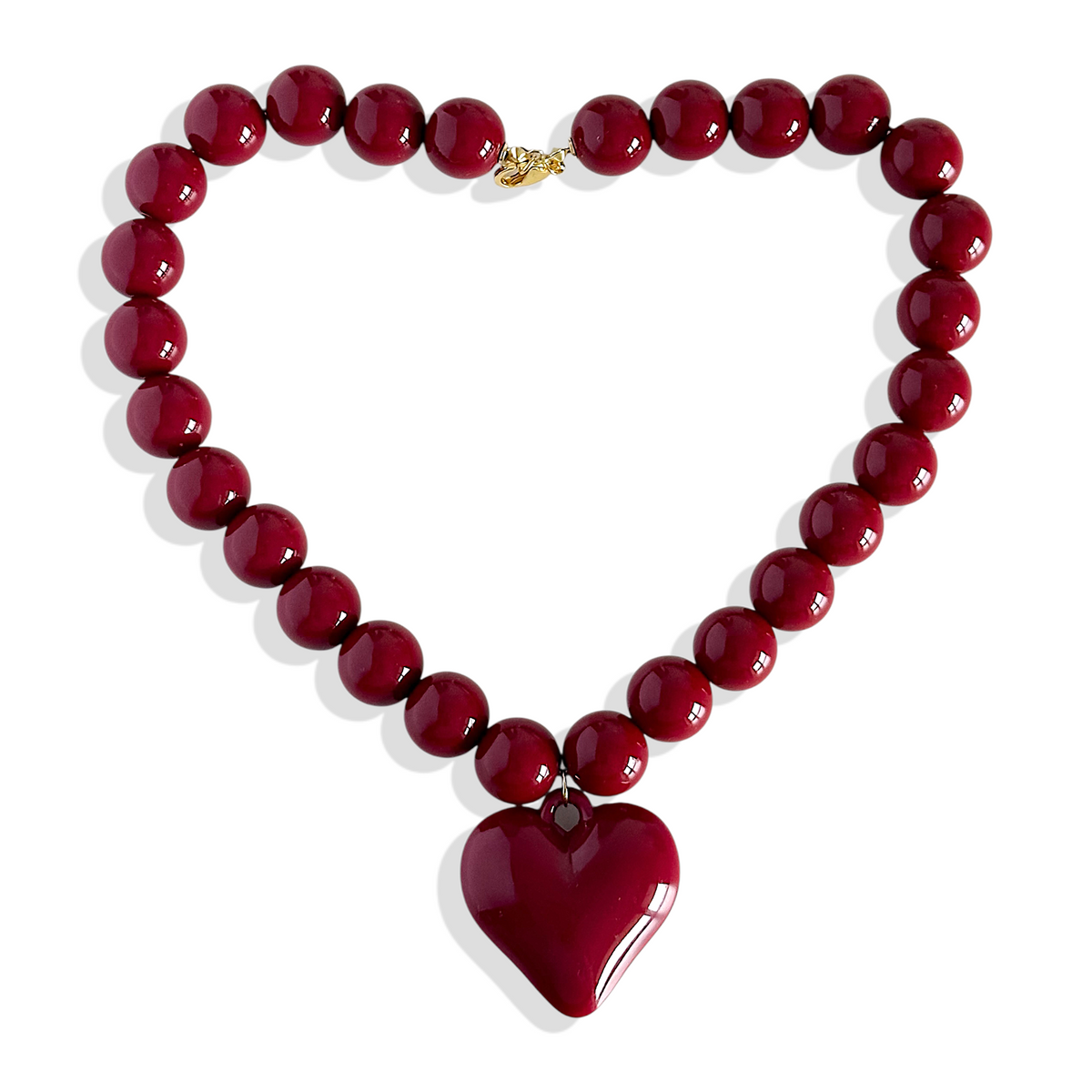 Collar Corazón Burdeo 14mm