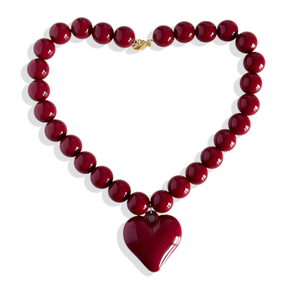 Collar Corazón Burdeo 14mm